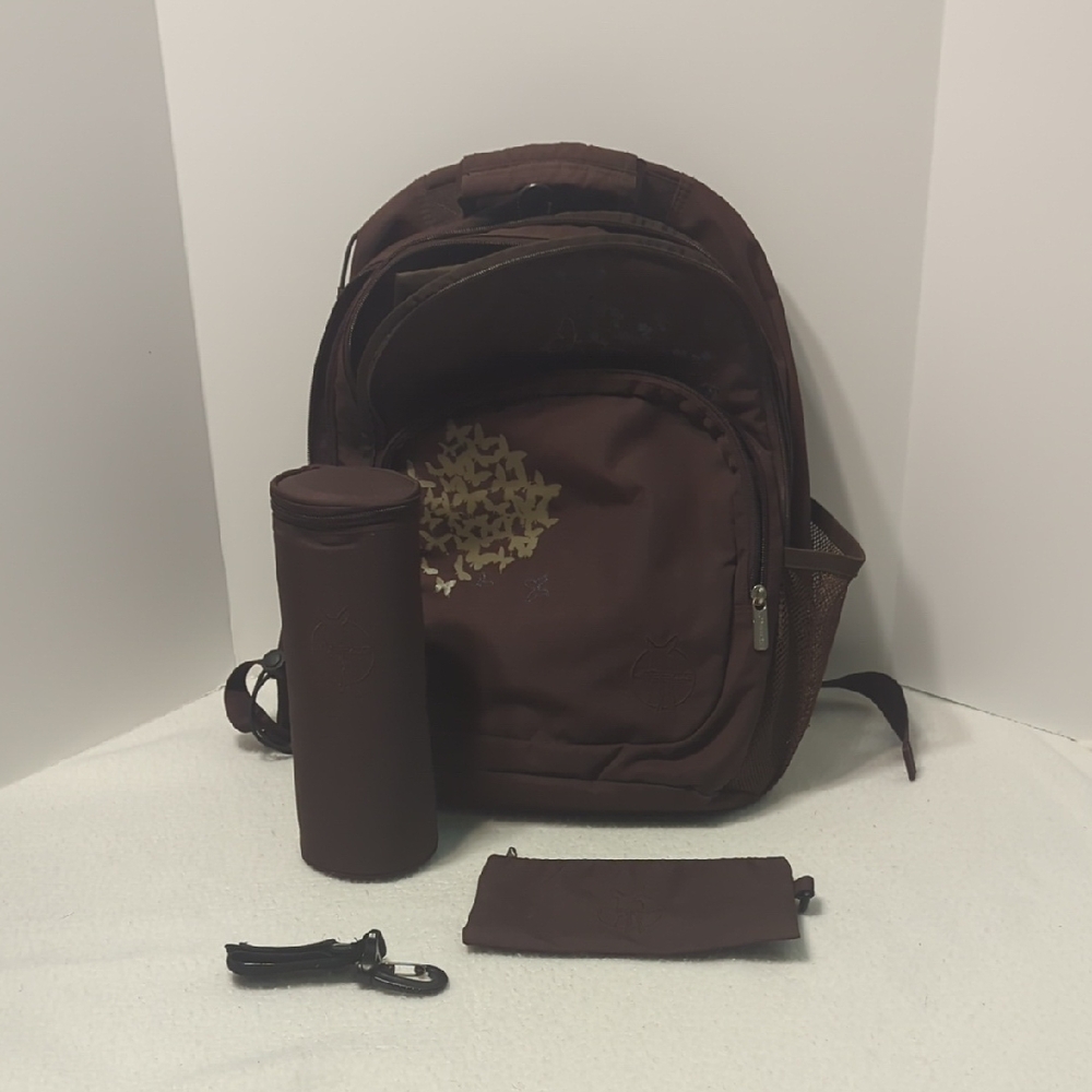 Lassig Brown Butterfly Diaper Backpack Set